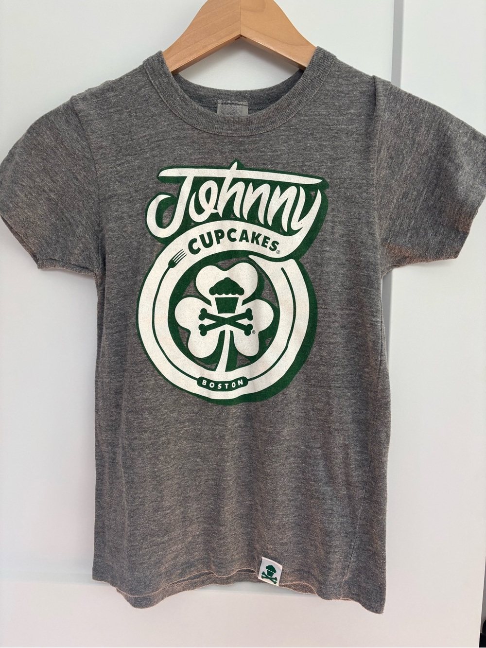Johnny Cupcakes Gray Tee with Green & White Logo